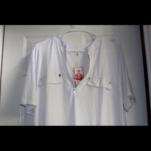 White shirt with bust button detail and zipper